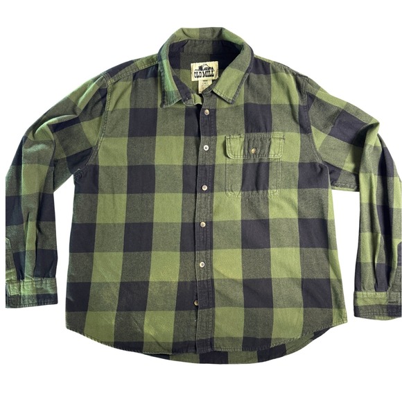 Old Mill Other - Old Mill Mens 2XL Flannel Shirt Green Black Buffalo Plaid Long Sleeve Button Up